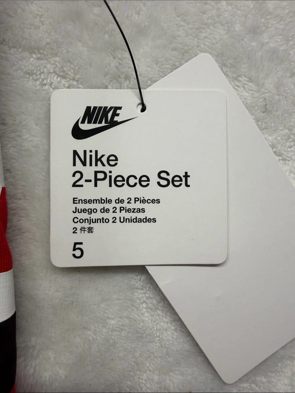 Nike 2 Piece Shorts Set Kids Size 5 Red Logo Tee Black Athletic Shorts - Picture 8 of 8
